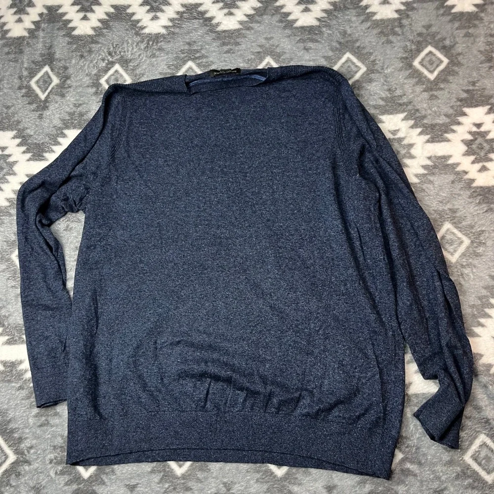 Banana Republic Mens XL Silk Linen Blue Crewneck Sweater 584362-00 Heathered